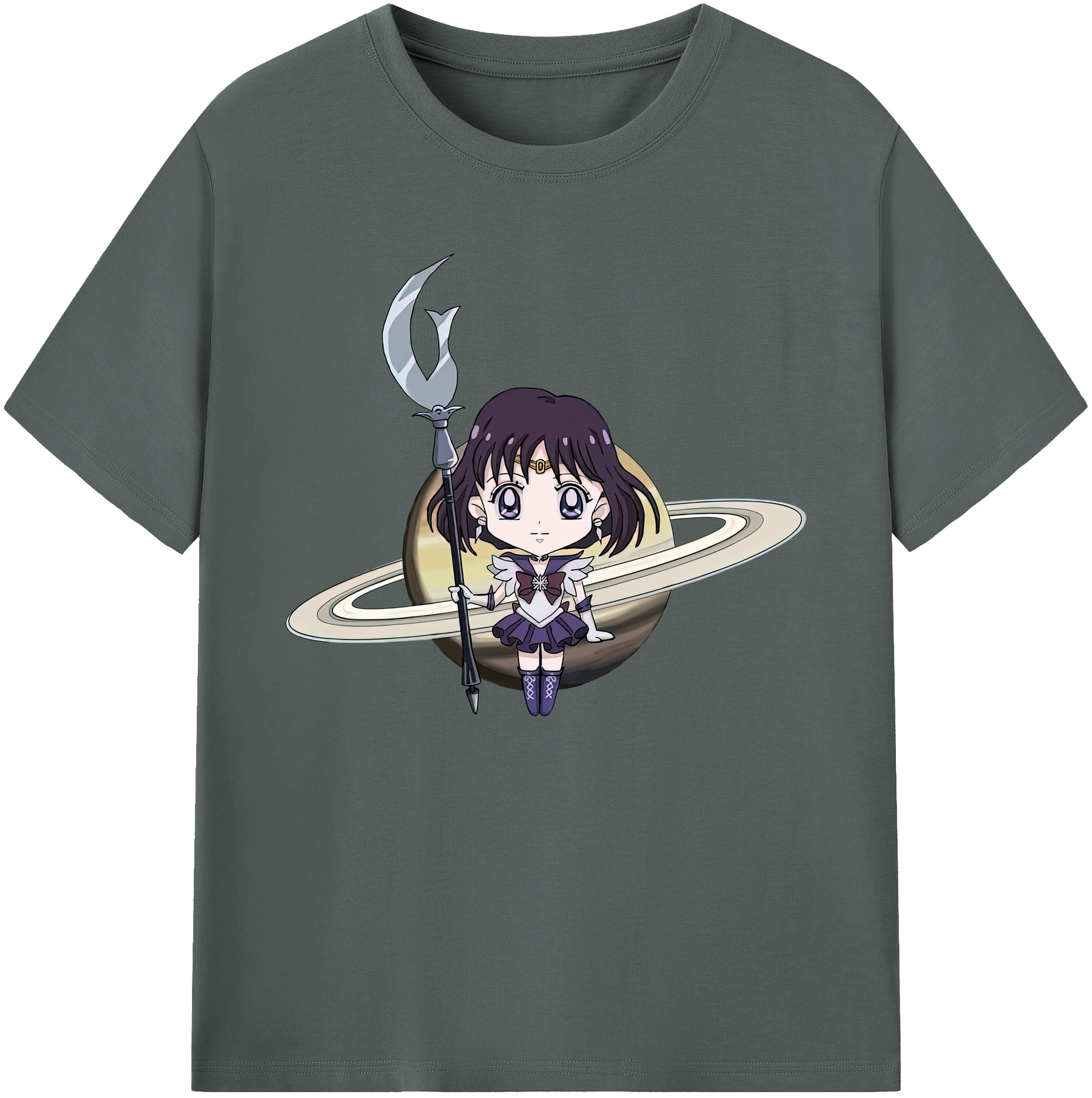 （画像用） 美少女戦士セーラームーン 土萠ほたる Sailor Moon Tomoe Hotaru （セーラーサターン；Sailor Saturn） 綿100％ メンズ半袖Tシャツ｜肌触りやわらか＆通気性